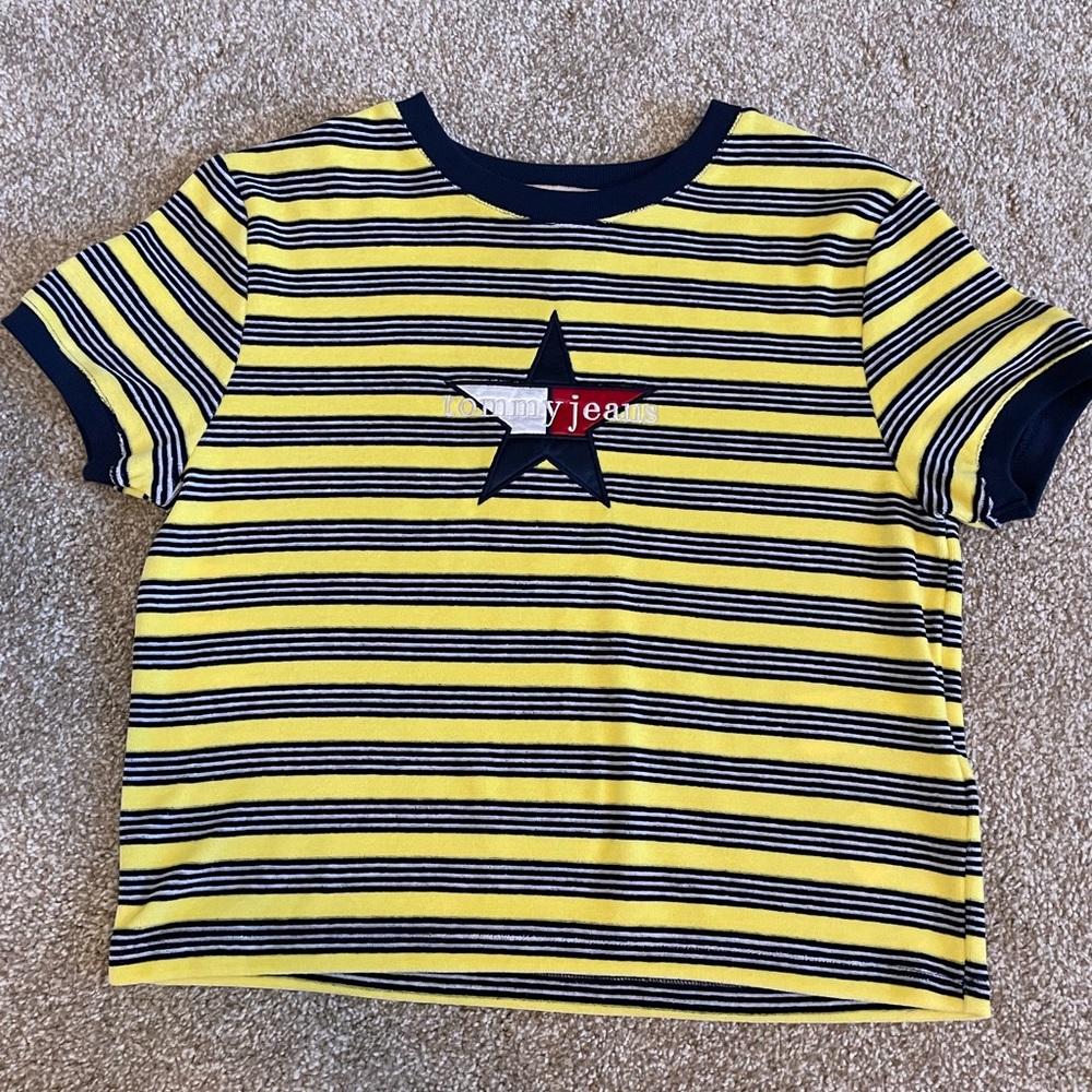Tommy Jeans Yellow/Navy Striped Crop Top